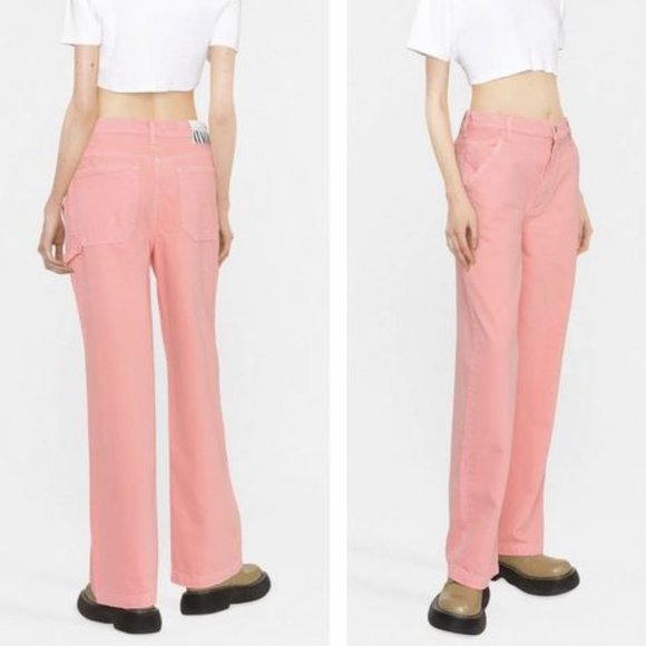 NWT Mother Snacks The Fun Dip Utility Puddle Jeans Dark Pink 30